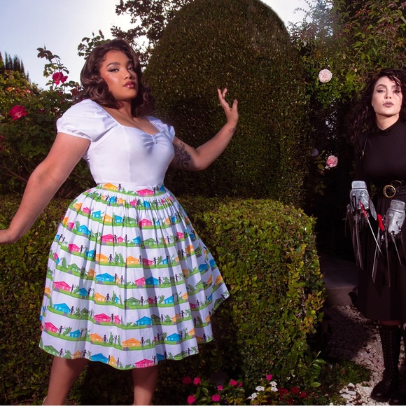 Vixen by Micheline Pitt Edward Scissorhands Colorful Print Skirt - Picture 3 of 3